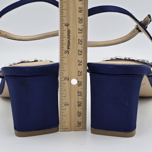 Jewel Badgley Mischka Dagny Strappy Low Block Heel Sandals, Navy Blue, Women 9.5 - Picture 9 of 16